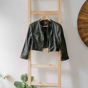 Bebe Black Faux Leather Pleather Cropped Moto Motorcycle Jacket